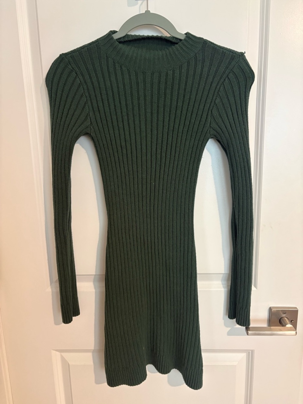 Hollister Olive Green Ribbed Long Sleeve Knit Dress
